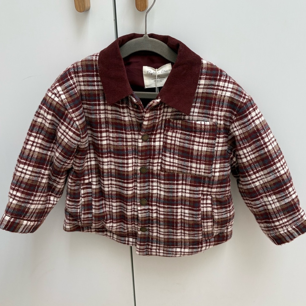 Rylee cru Kids Boys Nashville Quilted Jacket || Burgundy plaid Jacket 2-3 fall